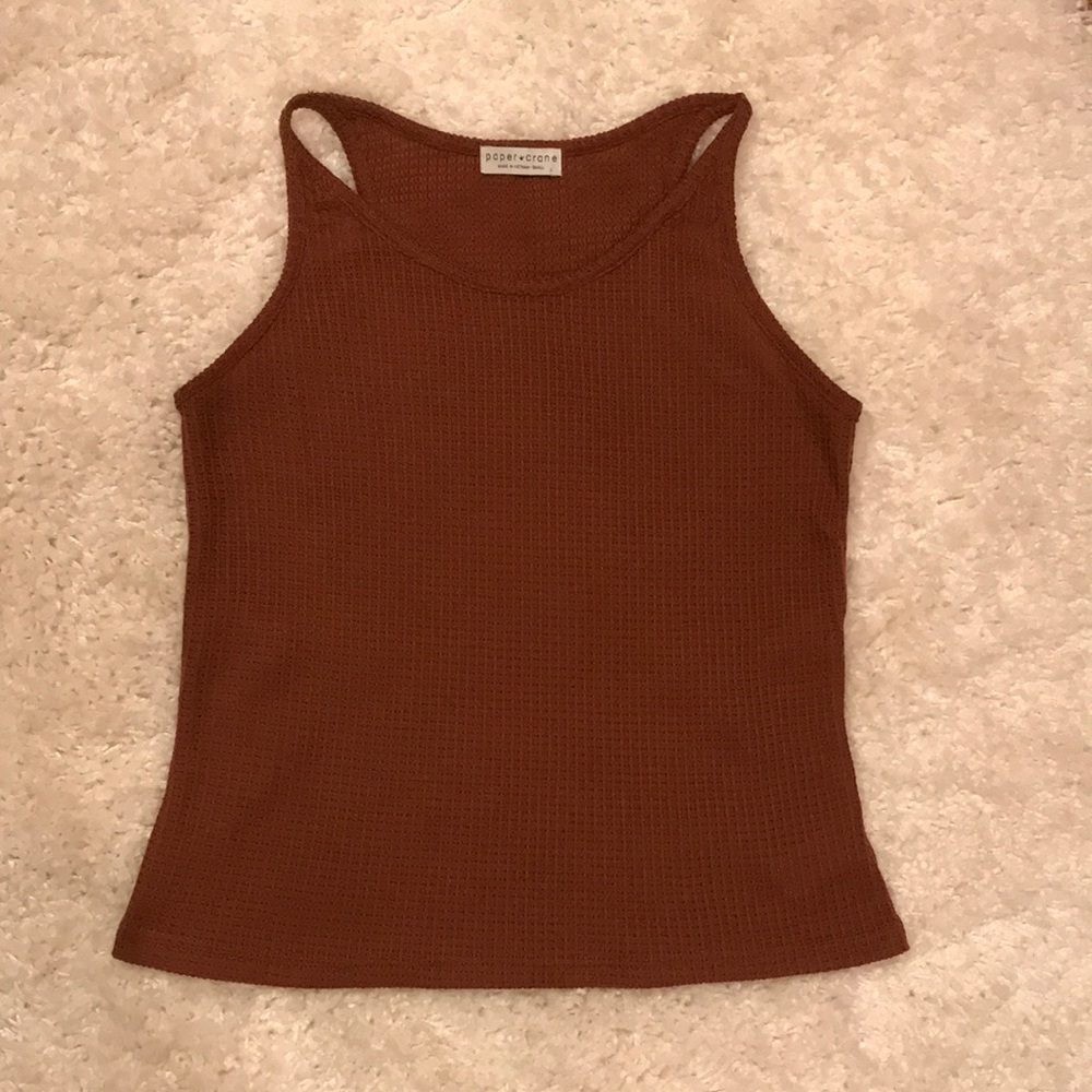 Paper Crane burnt orange tank top in small